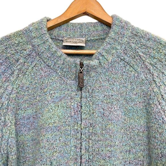Full Zip Sweater Woman’s Size Large Flyshacker Colorful Knit Pockets Wool Blend - Picture 2 of 11